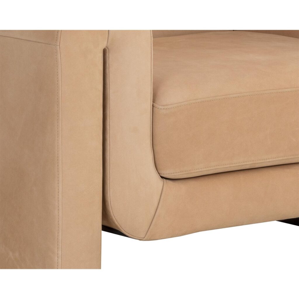 Romer Armchair - Distressed Brown - Nubuck Tan Leather - Image 6