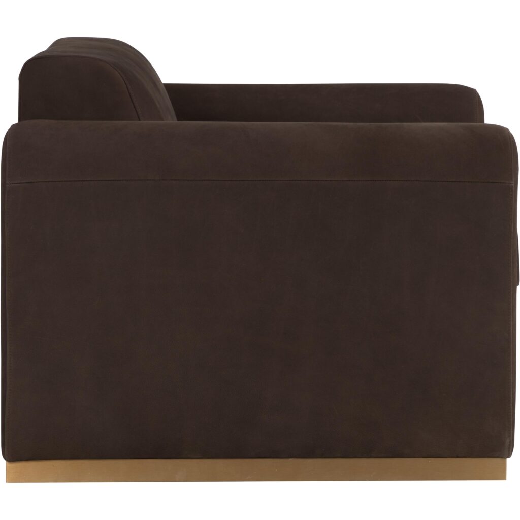 Romer Armchair - Brushed Gold - Nubuck Cocoa Leather - Image 3
