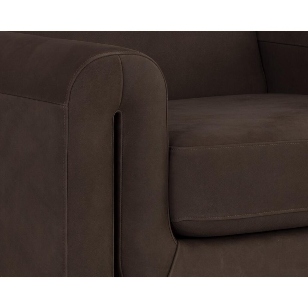 Romer Armchair - Brushed Gold - Nubuck Cocoa Leather - Image 6