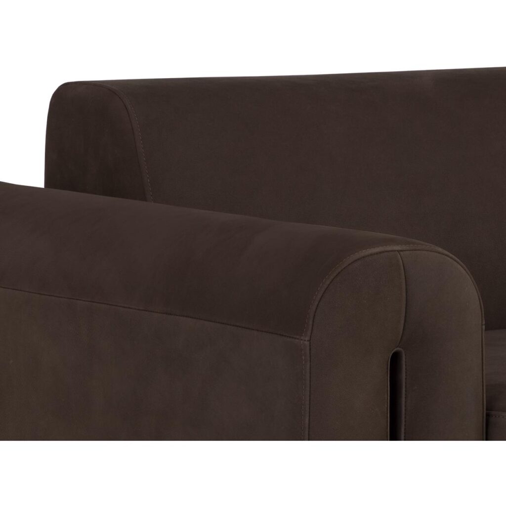 Romer Armchair - Brushed Gold - Nubuck Cocoa Leather - Image 7
