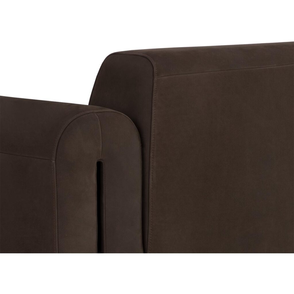 Romer Armchair - Brushed Gold - Nubuck Cocoa Leather - Image 8