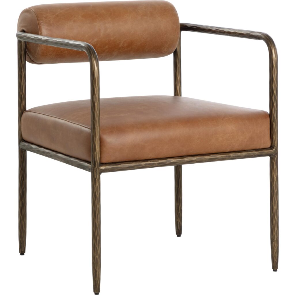 Ajani Dining Armchair - Tan Leather - Image 6