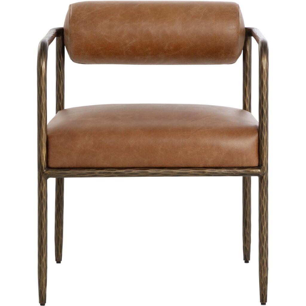 Ajani Dining Armchair - Tan Leather - Image 7