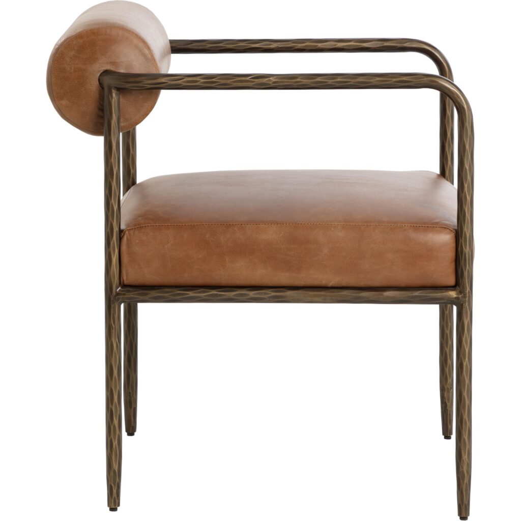 Ajani Dining Armchair - Tan Leather - Image 8