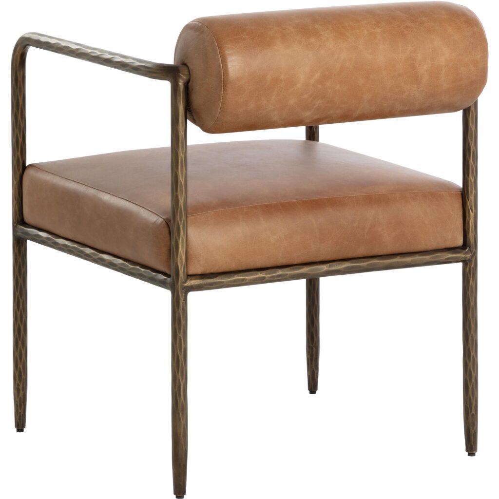 Ajani Dining Armchair - Tan Leather - Image 9