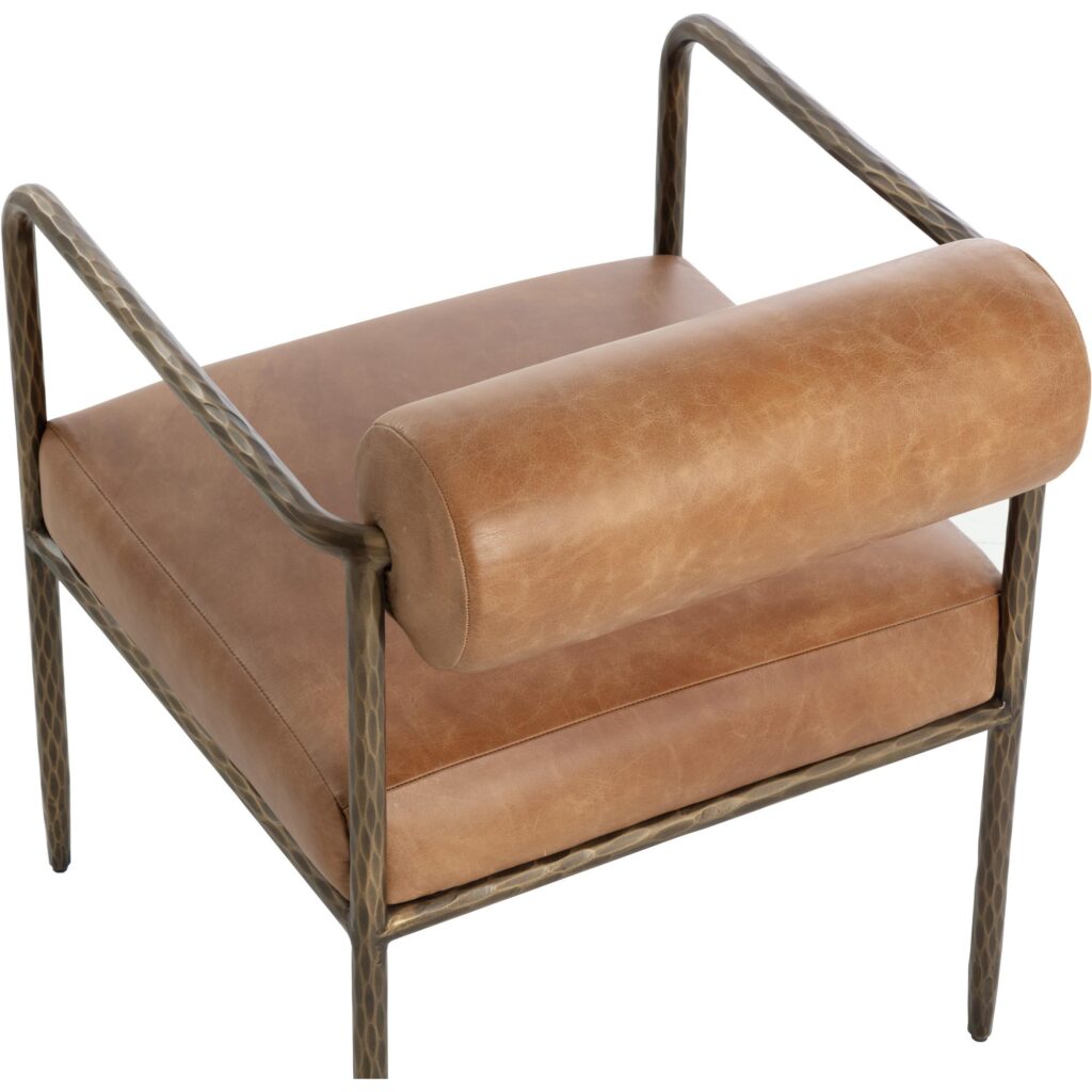 Ajani Dining Armchair - Tan Leather - Image 10