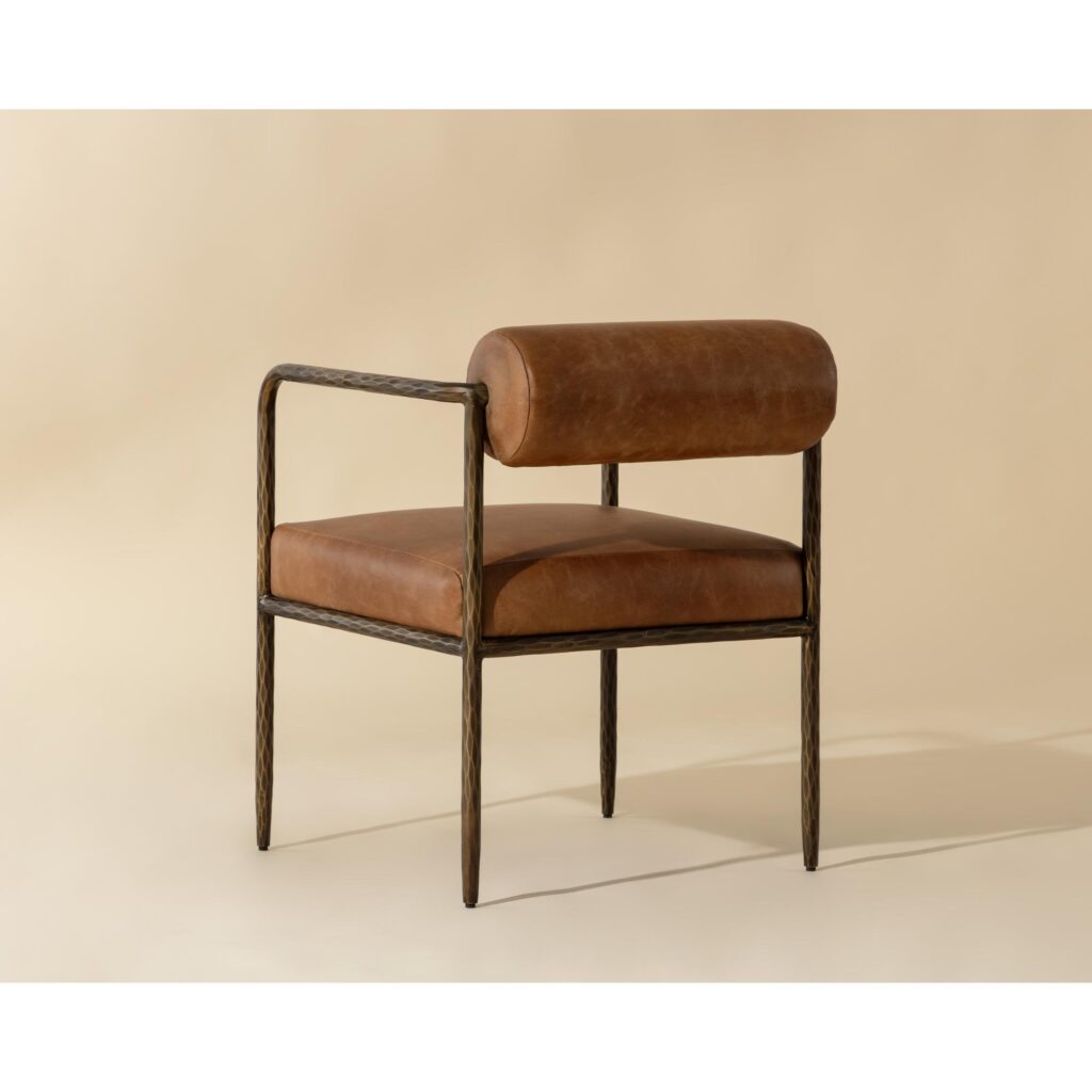 Ajani Dining Armchair - Tan Leather - Image 4