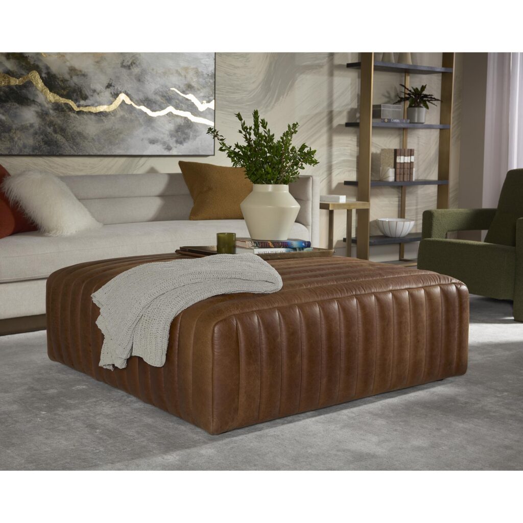 Lewin Ottoman - Square - Lucia Tobacco Leather - Image 3