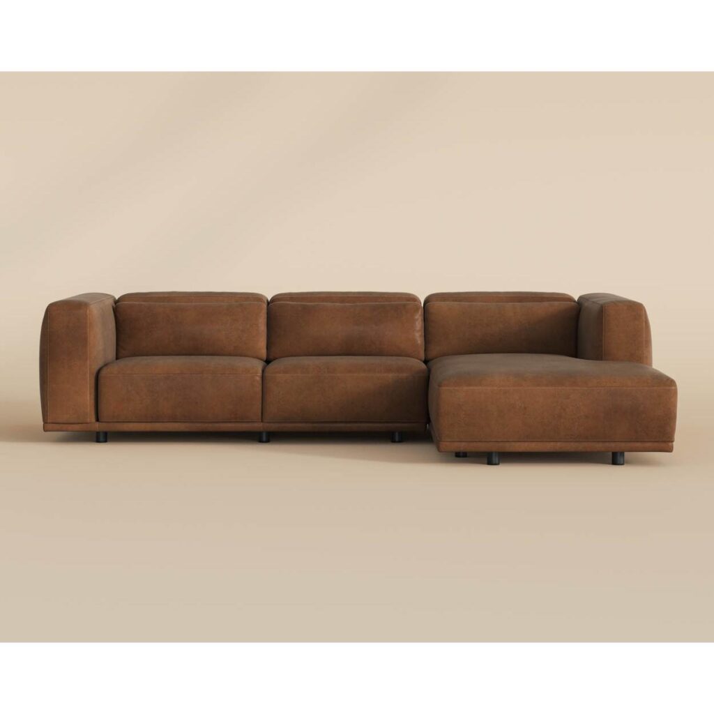 Beau Sofa Chaise - Raf - Lucia Tobacco Leather - Image 2