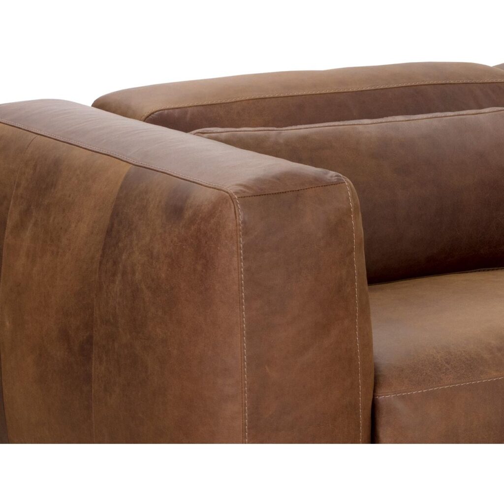 Beau Sofa Chaise - Raf - Lucia Tobacco Leather - Image 12