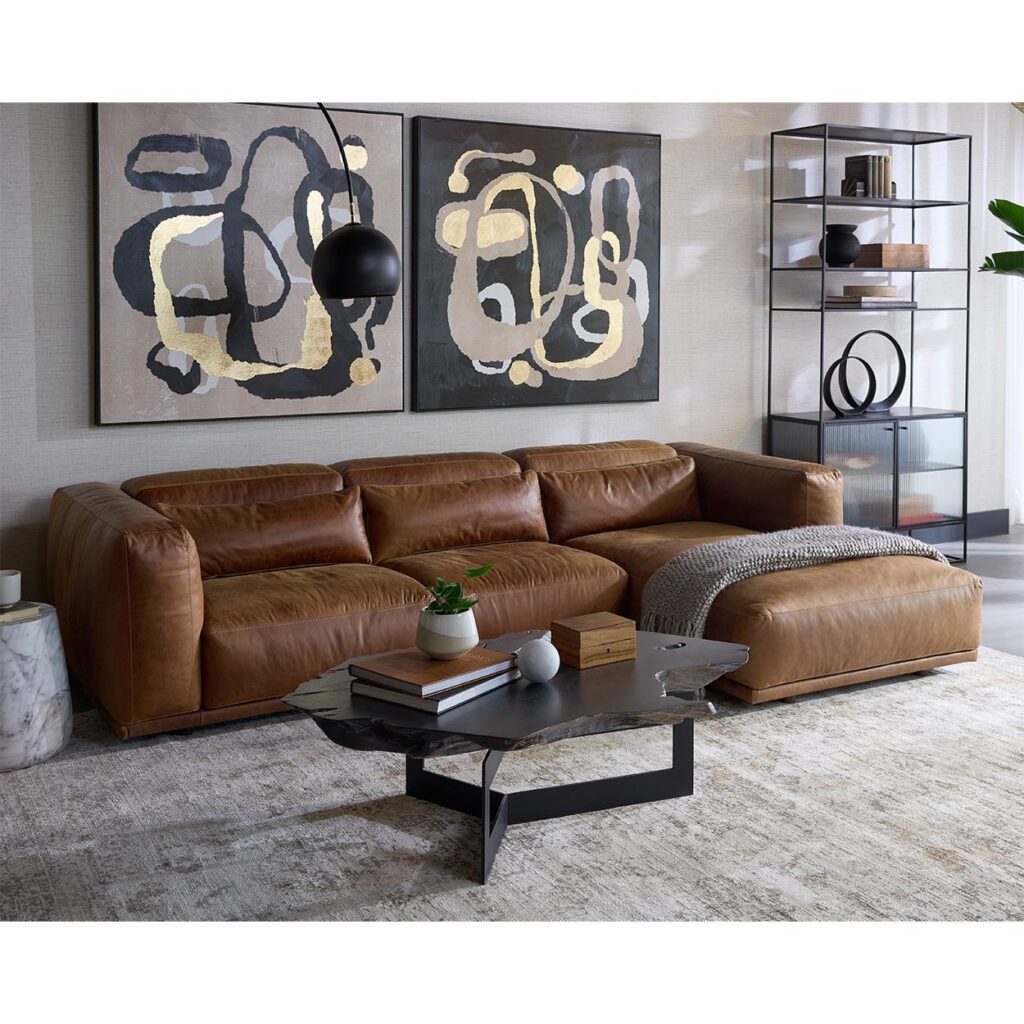 Beau Sofa Chaise - Raf - Lucia Tobacco Leather - Image 4