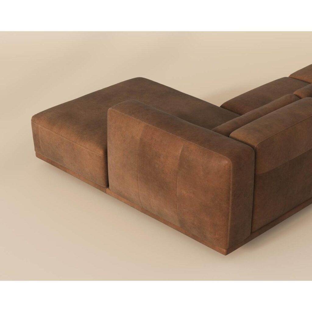 Beau Sofa Chaise - Raf - Lucia Tobacco Leather - Image 5