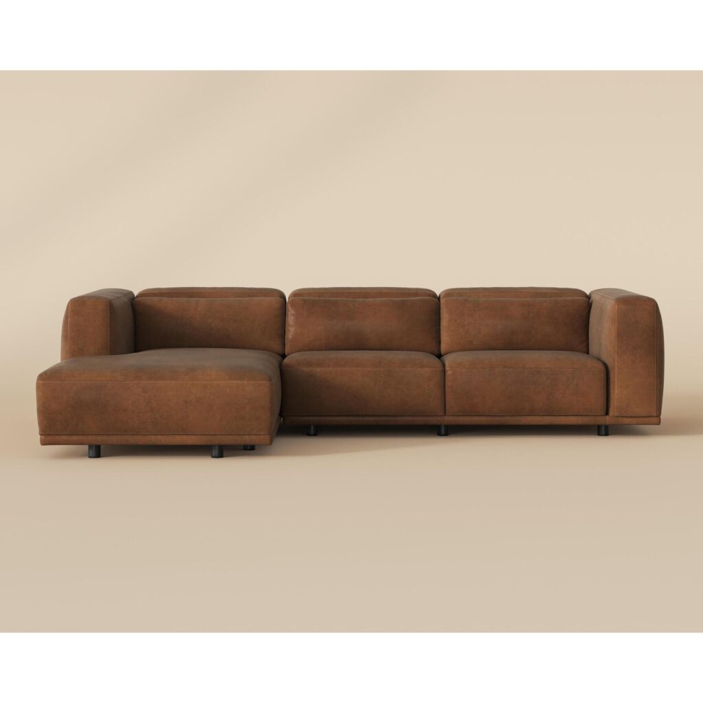 Beau Sofa Chaise - Laf - Lucia Tobacco Leather - Image 2