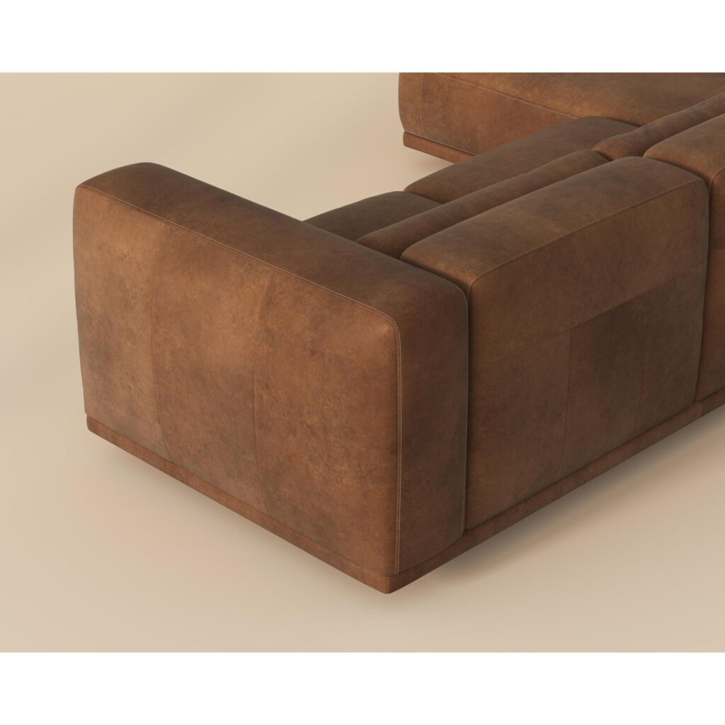 Beau Sofa Chaise - Laf - Lucia Tobacco Leather - Image 4
