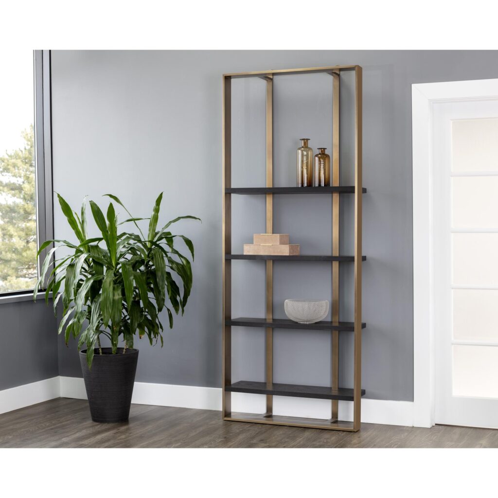 Dalton Bookcase - Antique Brass - Black - Image 3
