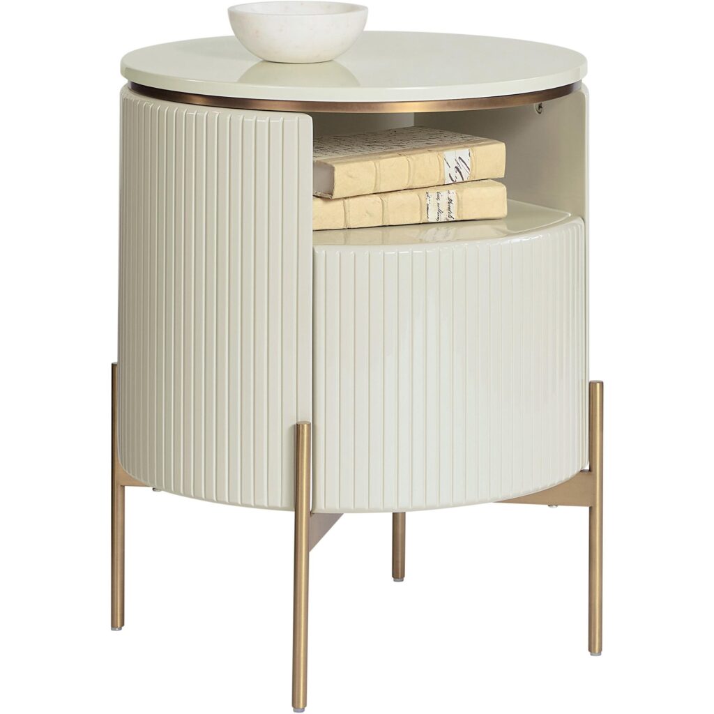 Paloma End Table - High Gloss Cream