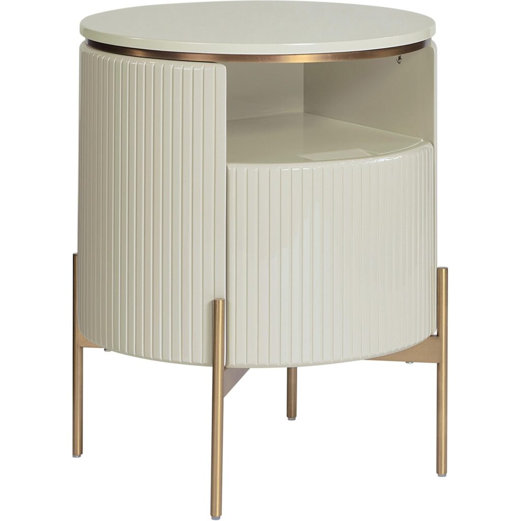 Paloma End Table - High Gloss Cream - Image 2