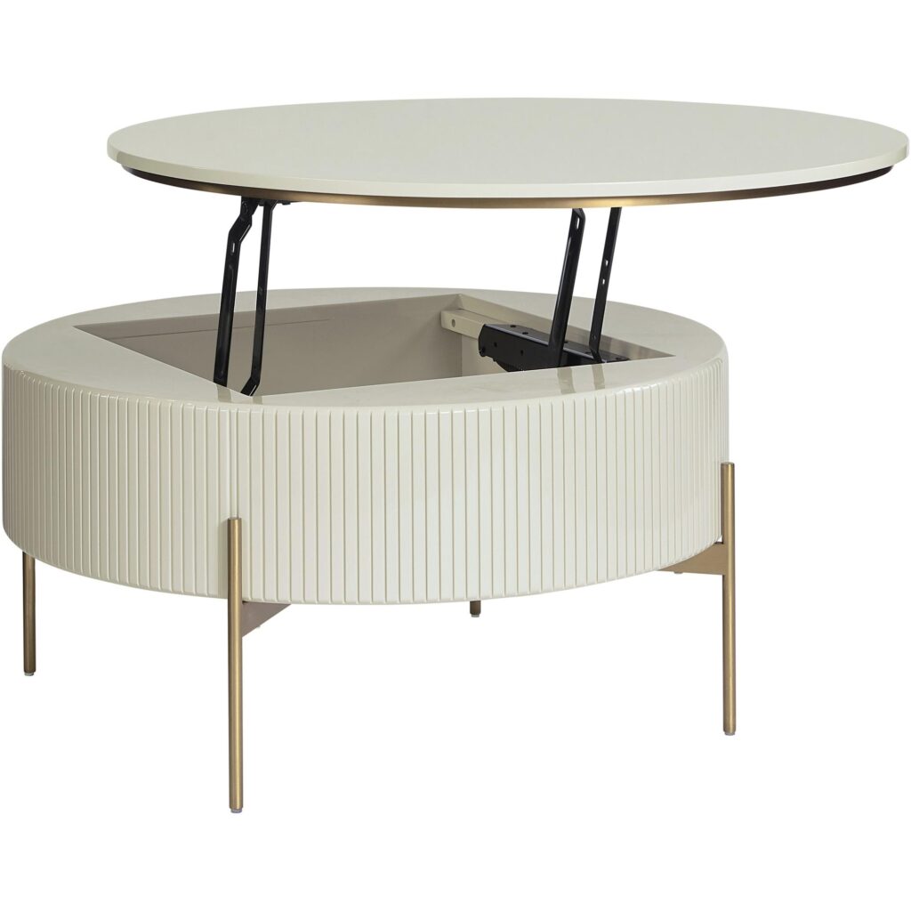Paloma Lift Top Coffee Table - High Gloss Cream - Image 3