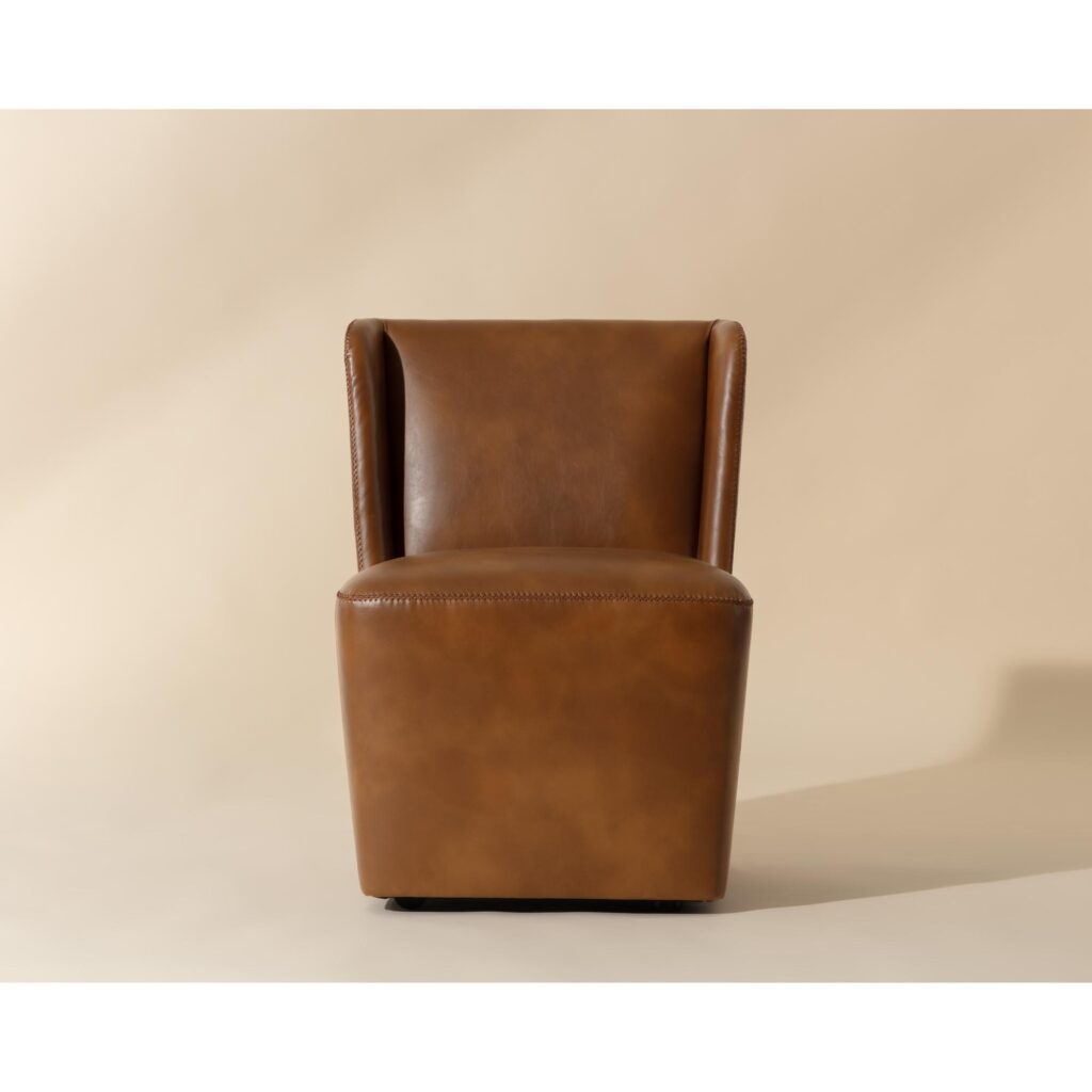 Amita Wheeled Dining Chair - Tobacco Tan - Image 2