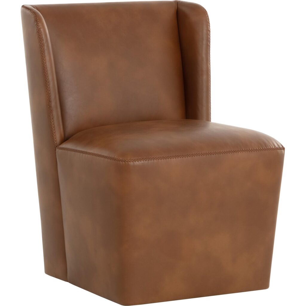 Amita Wheeled Dining Chair - Tobacco Tan - Image 4