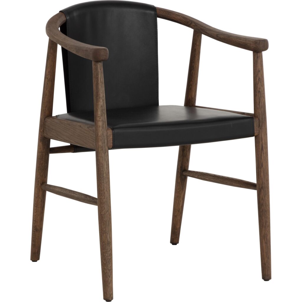 Aran Dining Armchair - Onyx Leather - Image 5
