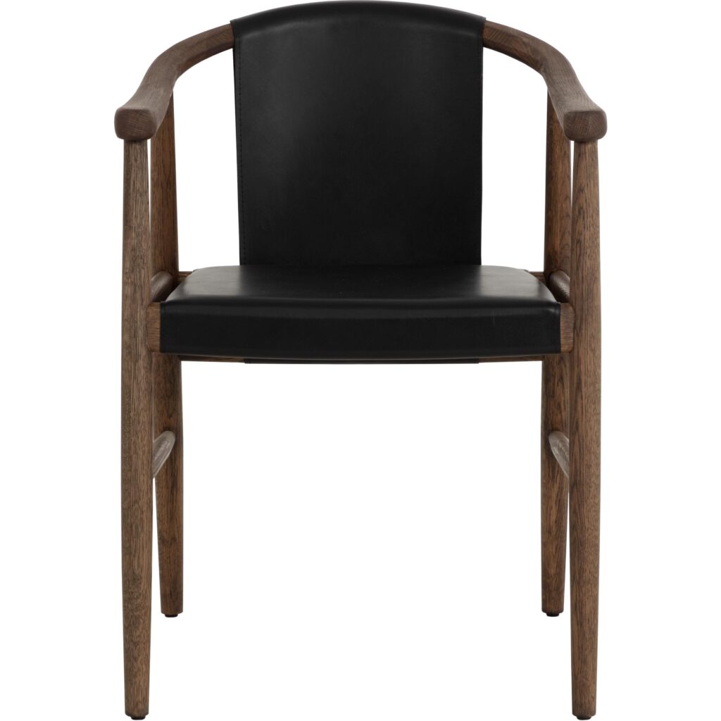 Aran Dining Armchair - Onyx Leather - Image 6