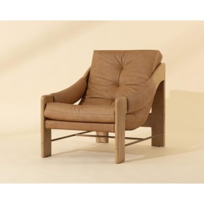 Rafferty Lounge Chair - Rustic Oak - Ludlow Sesame Leather
