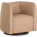 Emilie Swivel Lounge Chair - Nubuck Tan Leather 112030 112030 EMILIE SWIVEL LOUNGE CHAIR NUBUCK TAN LEATHER 20