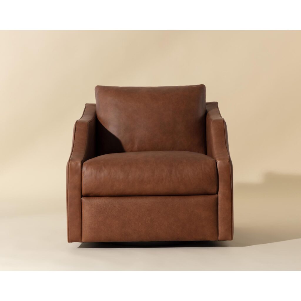 Orwell Swivel Lounge Chair - Cognac Leather - Image 2
