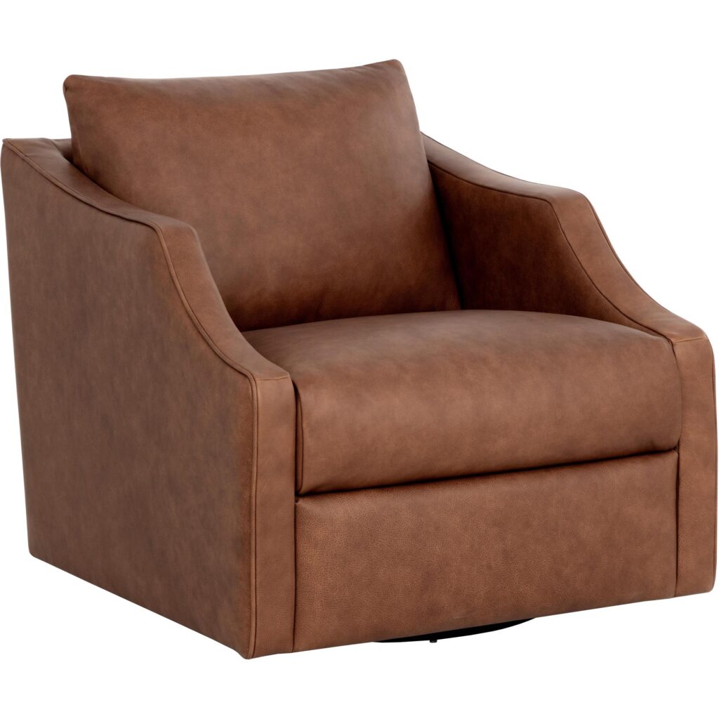 Orwell Swivel Lounge Chair - Cognac Leather - Image 7