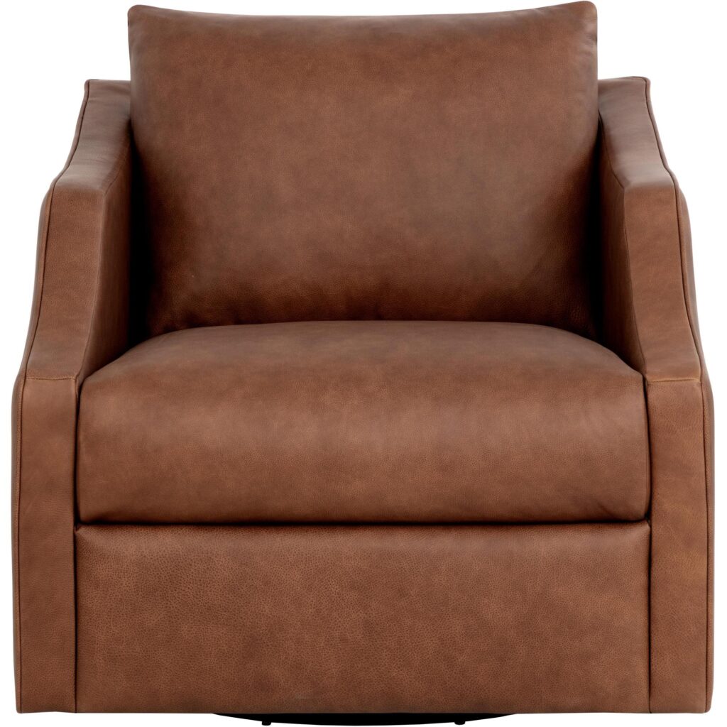 Orwell Swivel Lounge Chair - Cognac Leather - Image 8