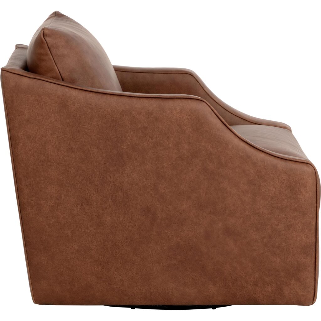 Orwell Swivel Lounge Chair - Cognac Leather - Image 9