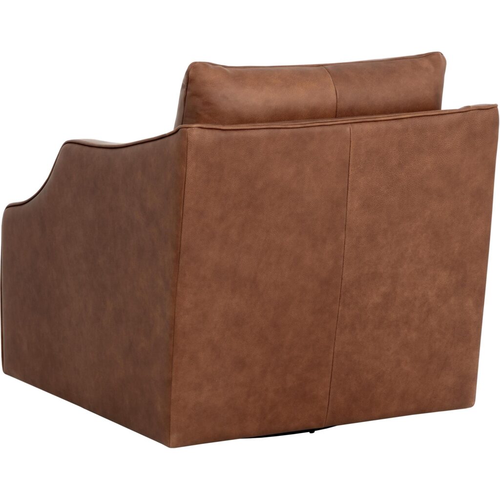 Orwell Swivel Lounge Chair - Cognac Leather - Image 10