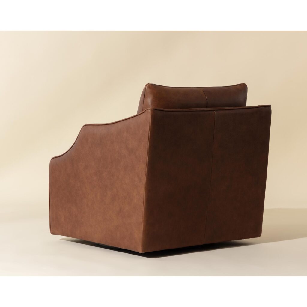 Orwell Swivel Lounge Chair - Cognac Leather - Image 4