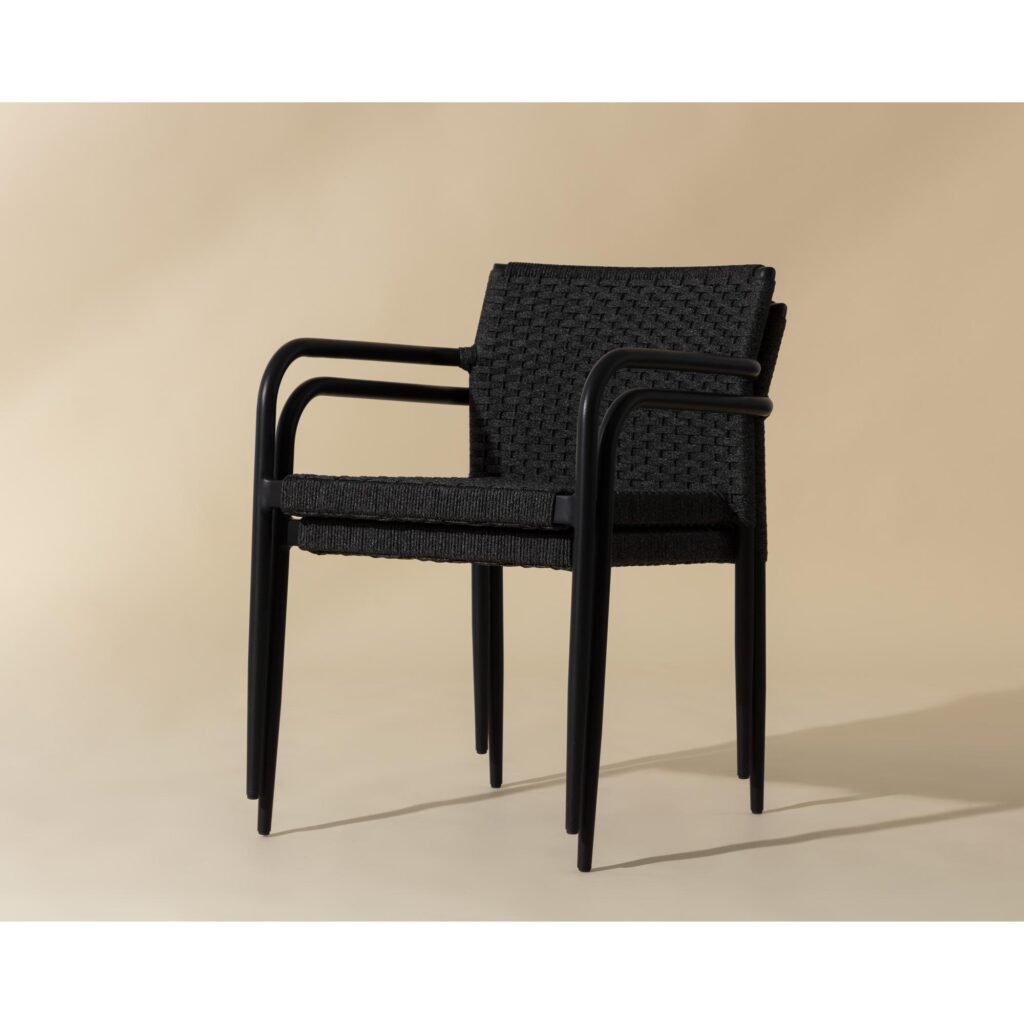 Casella Stackable Dining Armchair - Black - Dark Grey - Image 3