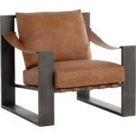 Berke Lounge Chair - Gunmetal - Tan Leather 112075 112075 BERKE LOUNGE CHAIR GUNMETAL TAN LEATHER 20