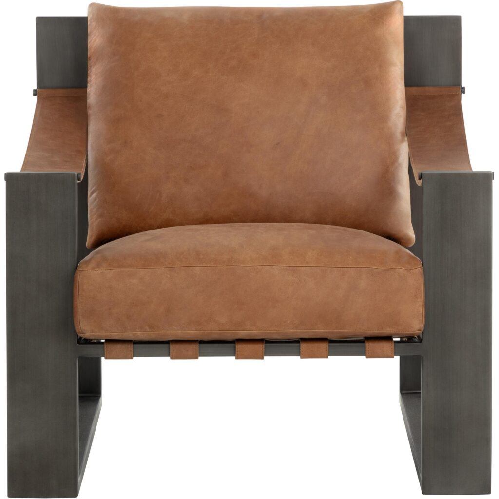 Berke Lounge Chair - Gunmetal - Tan Leather - Image 5
