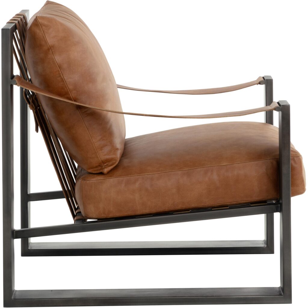 Berke Lounge Chair - Gunmetal - Tan Leather - Image 6
