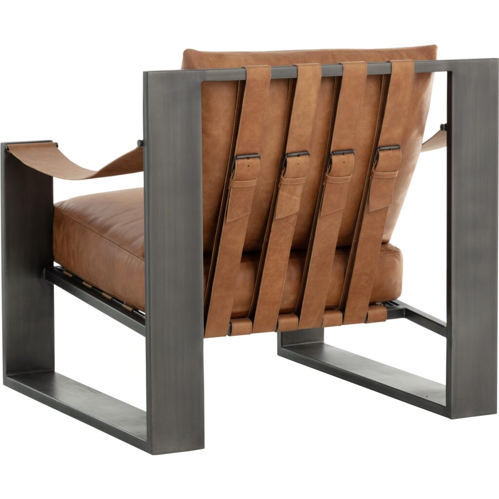 Berke Lounge Chair - Gunmetal - Tan Leather - Image 7