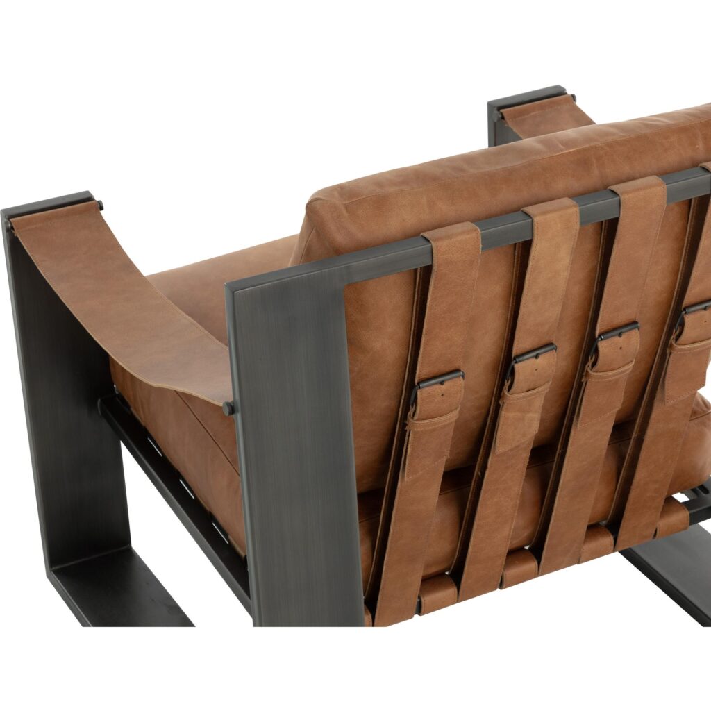 Berke Lounge Chair - Gunmetal - Tan Leather - Image 8