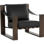 Berke Lounge Chair - Antique Bronze - Charcoal Black Leather 112076 112076 BERKE LOUNGE CHAIR ANTIQUE BRONZE CHARCOAL BLACK LEATHER 20