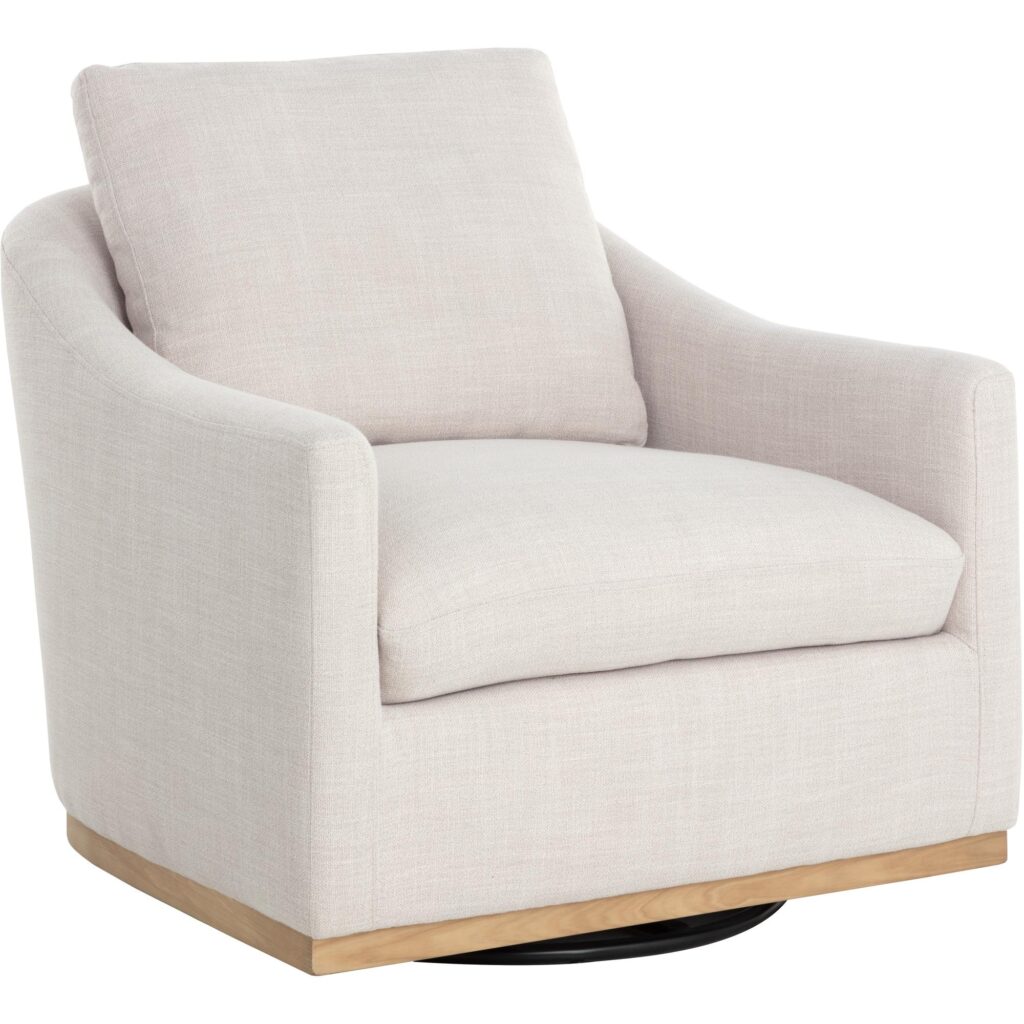 Corbin Swivel Lounge Chair - Effie Linen - Image 4
