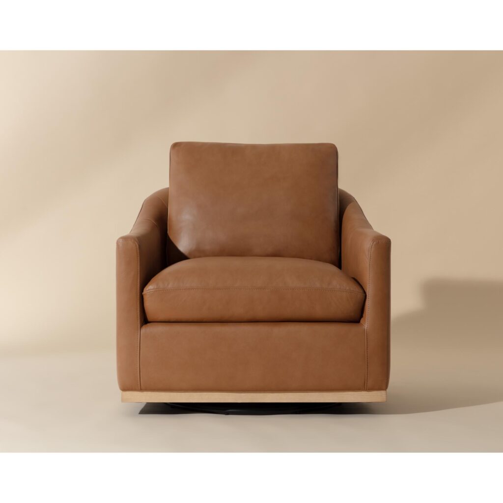 Corbin Swivel Lounge Chair - Aline Butternut Leather - Image 2