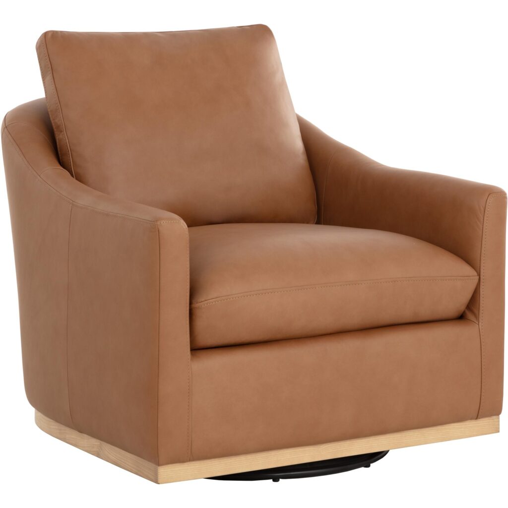 Corbin Swivel Lounge Chair - Aline Butternut Leather - Image 4