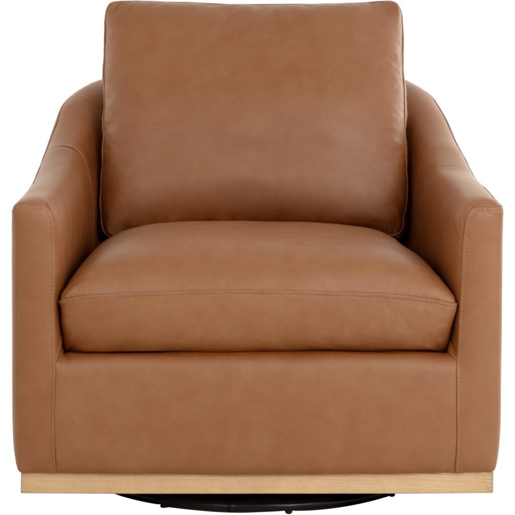 Corbin Swivel Lounge Chair - Aline Butternut Leather - Image 5