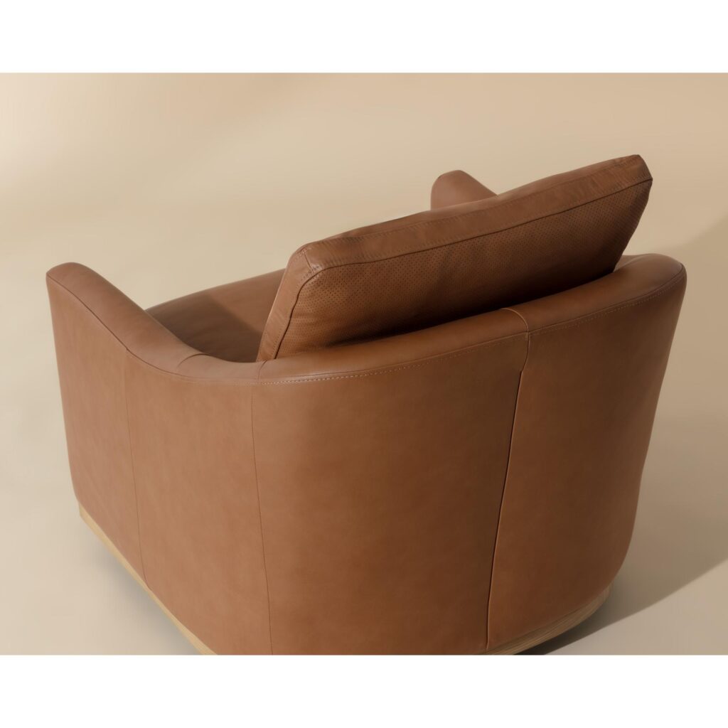 Corbin Swivel Lounge Chair - Aline Butternut Leather - Image 3