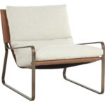 Zancor Lounge Chair - Antique Brass - Geralt Linen / Tan Leather 112110 112110 ZANCOR LOUNGE CHAIR ANTIQUE BRASS GERALT LINEN TAN LEATHER 20
