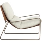 Zancor Lounge Chair - Antique Brass - Geralt Linen / Tan Leather 112110 112110 ZANCOR LOUNGE CHAIR ANTIQUE BRASS GERALT LINEN TAN LEATHER 22