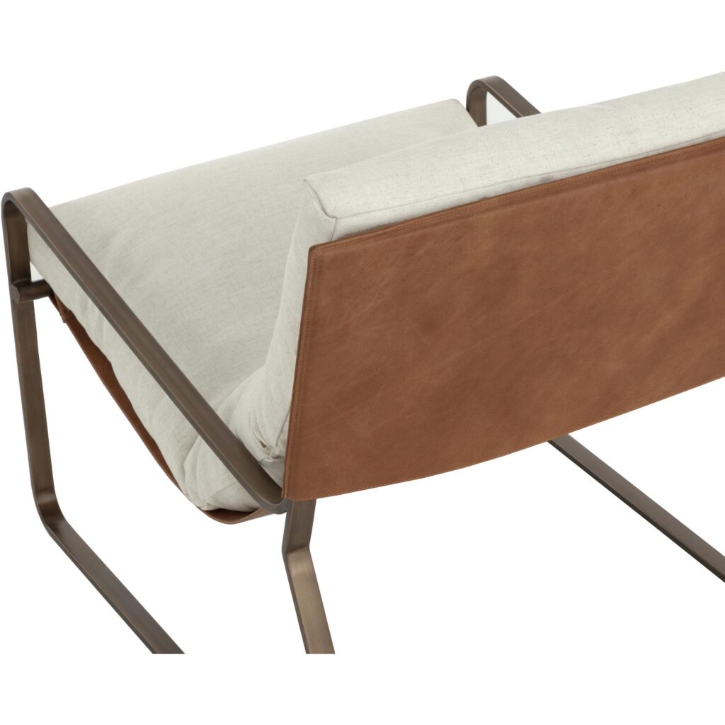 Zancor Lounge Chair - Antique Brass - Geralt Linen / Tan Leather - Image 8