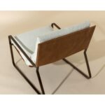 Zancor Lounge Chair - Antique Brass - Geralt Linen / Tan Leather 112110 112110 ZANCOR LOUNGE CHAIR ANTIQUE BRASS GERALT LINEN TAN LEATHER 6